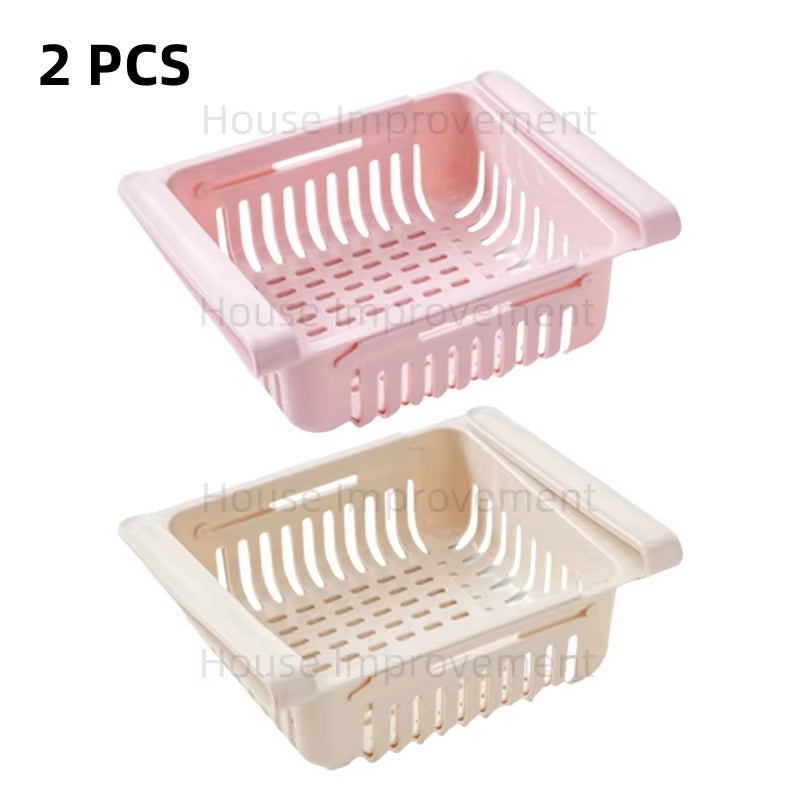 Retractable Multifunctional Tiered Refrigerator Shelf Fridge Organizer Box Fresh Divider Layer Shelf Kitchen Storage Organizer