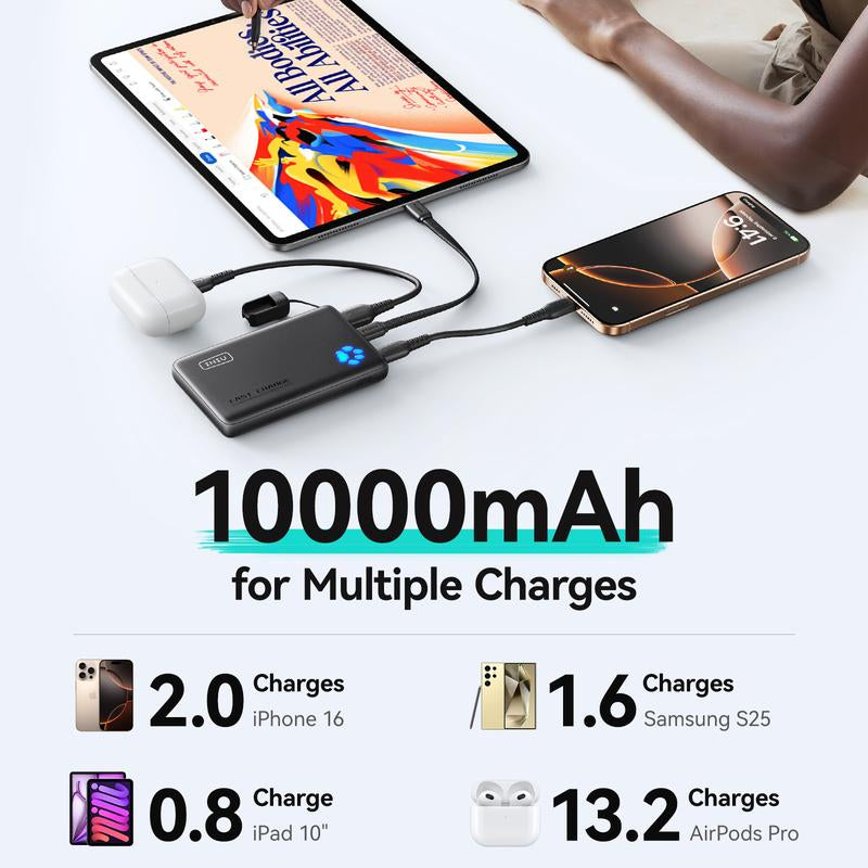 INIU Ultra Slim 10,000mAh 45W PD Portable Charger - Fast Charging USB-C Power Bank for iPhone, Samsung, Google, and More