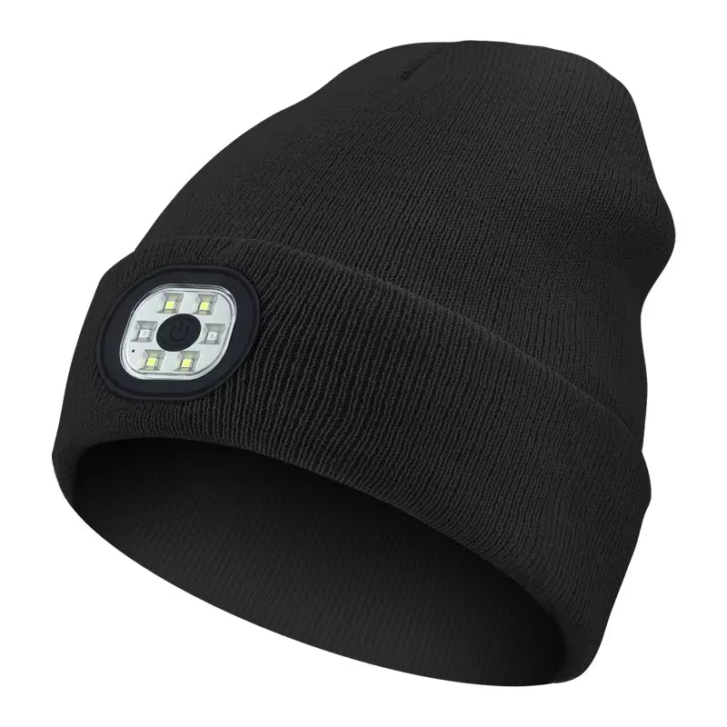 GlowGear™ LED Beanie Hat: USB Rechargeable Winter Headlamp Cap for Warmth & Hands-Free Light