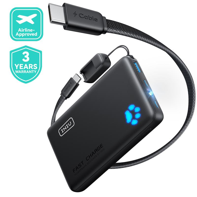 INIU Ultra Slim 10,000mAh 45W PD Portable Charger - Fast Charging USB-C Power Bank for iPhone, Samsung, Google, and More