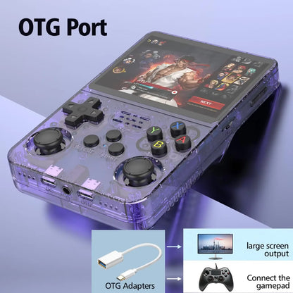 R36S Handheld Game Console with 3.5-Inch IPS Screen, 64GB Storage, Linux Operating System, Portable Retro Arcade Game Player