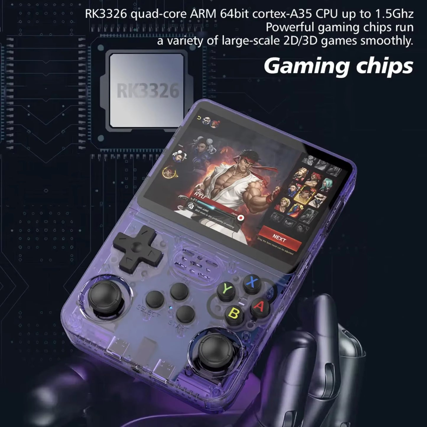 R36S Handheld Game Console with 3.5-Inch IPS Screen, 64GB Storage, Linux Operating System, Portable Retro Arcade Game Player