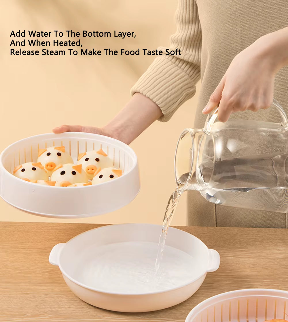 COOKER KING Large Capacity Microwave Heating Steamer with Exhaust Steam Feature for Household Use