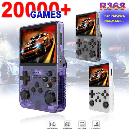 R36S Handheld Game Console with 3.5-Inch IPS Screen, 64GB Storage, Linux Operating System, Portable Retro Arcade Game Player