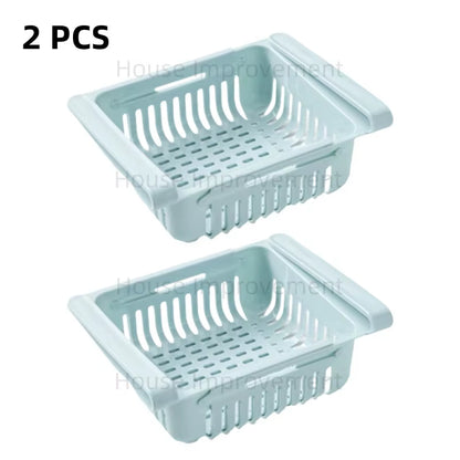 Retractable Multifunctional Tiered Refrigerator Shelf Fridge Organizer Box Fresh Divider Layer Shelf Kitchen Storage Organizer