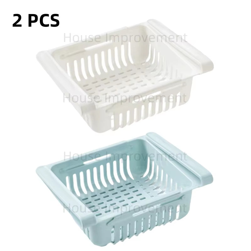 Retractable Multifunctional Tiered Refrigerator Shelf Fridge Organizer Box Fresh Divider Layer Shelf Kitchen Storage Organizer