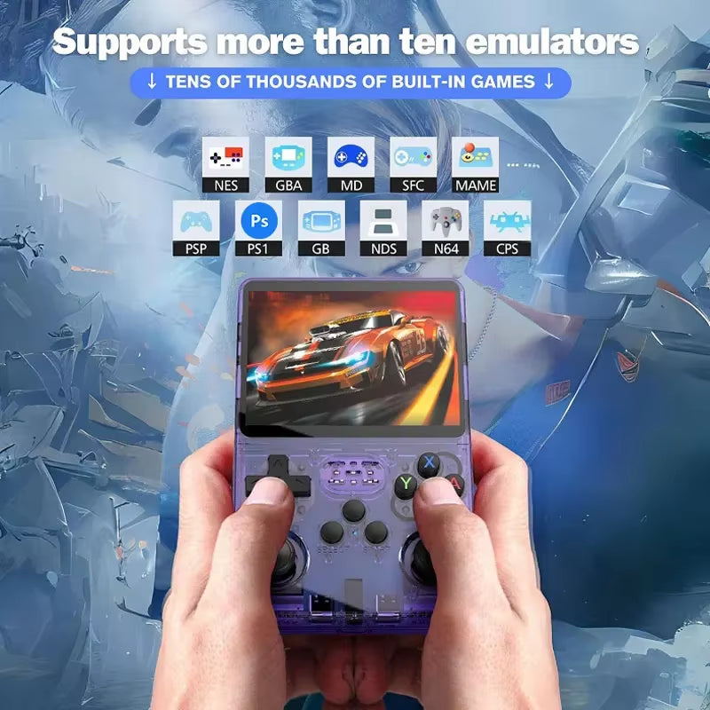 R36S Handheld Game Console with 3.5-Inch IPS Screen, 64GB Storage, Linux Operating System, Portable Retro Arcade Game Player