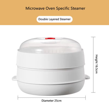 COOKER KING Large Capacity Microwave Heating Steamer with Exhaust Steam Feature for Household Use