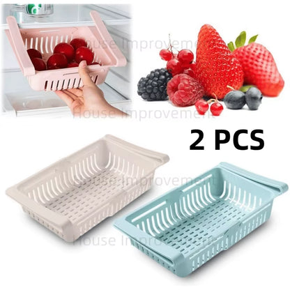 Retractable Multifunctional Tiered Refrigerator Shelf Fridge Organizer Box Fresh Divider Layer Shelf Kitchen Storage Organizer