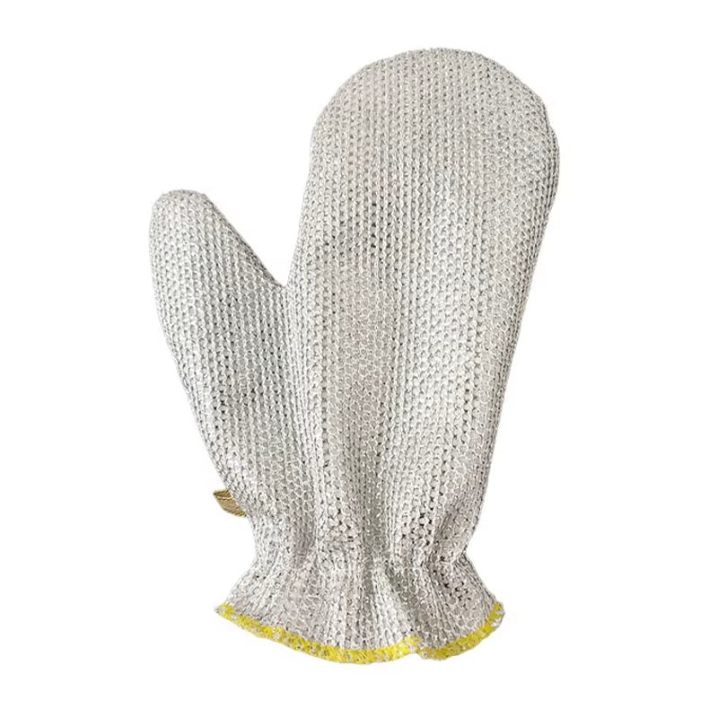 Bamboo Fiber Dishwashing Gloves with Non-Stick Silver Wire for Kitchen Cleaning - Oil-Proof and Waterproof Steel Wire Design