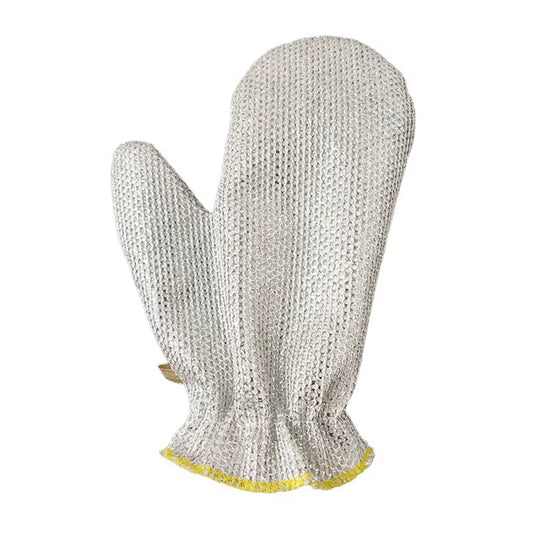 Bamboo Fiber Dishwashing Gloves with Non-Stick Silver Wire for Kitchen Cleaning - Oil-Proof and Waterproof Steel Wire Design