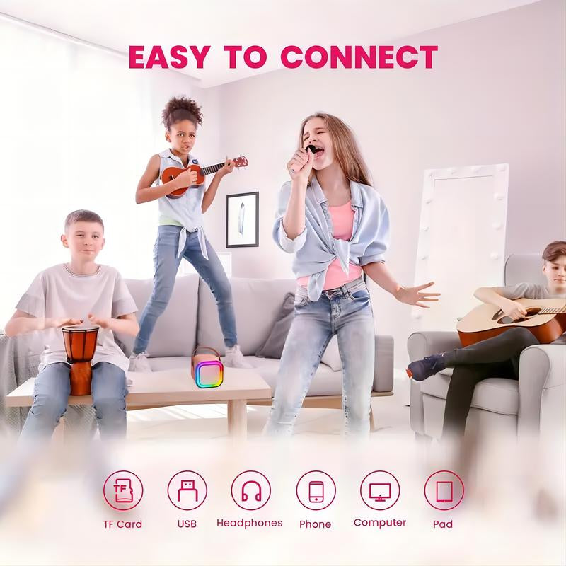 HITOZON Portable Wireless Karaoke Speaker System with Microphone, Hi-Fi Stereo Sound, RGB LED Lights, Voice Modification, Ideal for Outdoor and Travel Use, Perfect Gift for Home Parties and Birthdays, Bluetooth Audio Speaker