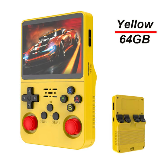 R36S Handheld Game Console with 3.5-Inch IPS Screen, 64GB Storage, Linux Operating System, Portable Retro Arcade Game Player