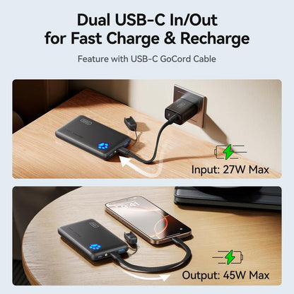 INIU Ultra Slim 10,000mAh 45W PD Portable Charger - Fast Charging USB-C Power Bank for iPhone, Samsung, Google, and More