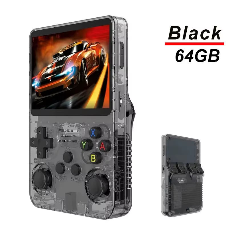 R36S Handheld Game Console with 3.5-Inch IPS Screen, 64GB Storage, Linux Operating System, Portable Retro Arcade Game Player