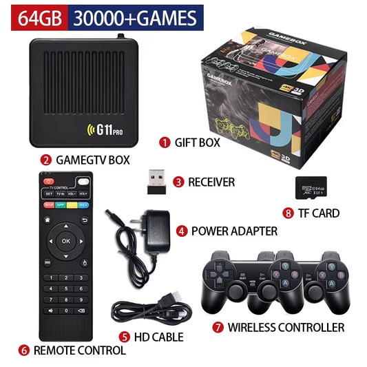 G11 Pro 4K Game Box S905L Built-In 60000 Games Video Game Console with 2.4G Wireless Controller Emuelec Dual System Dropshipping