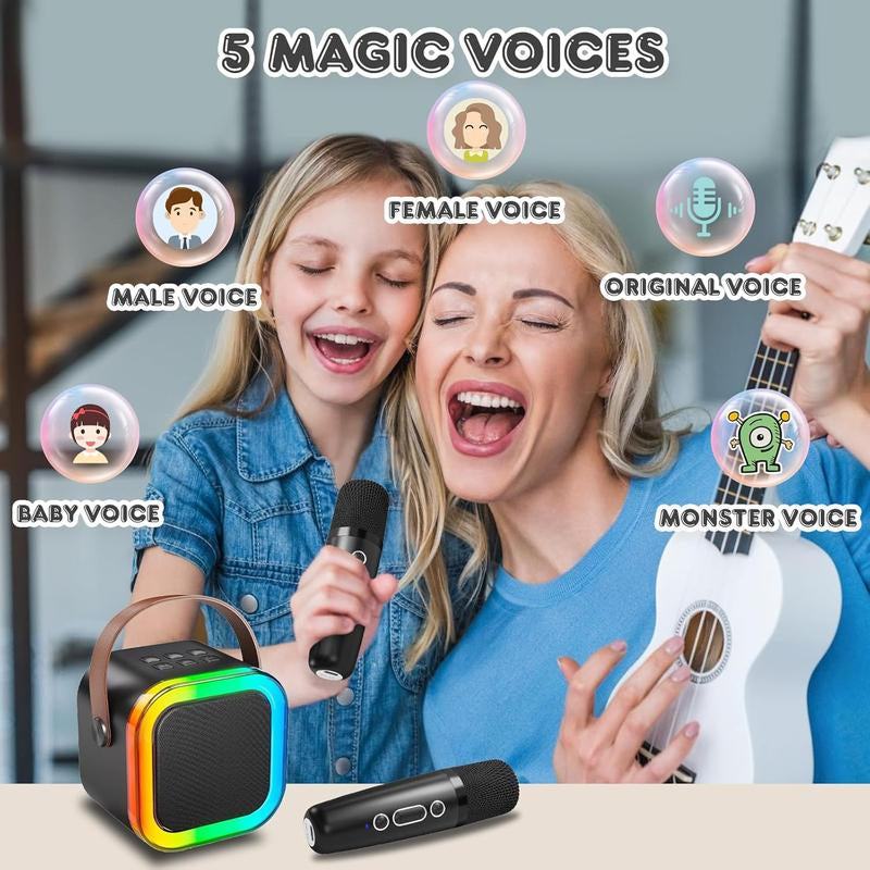 HITOZON Portable Wireless Karaoke Speaker System with Microphone, Hi-Fi Stereo Sound, RGB LED Lights, Voice Modification, Ideal for Outdoor and Travel Use, Perfect Gift for Home Parties and Birthdays, Bluetooth Audio Speaker