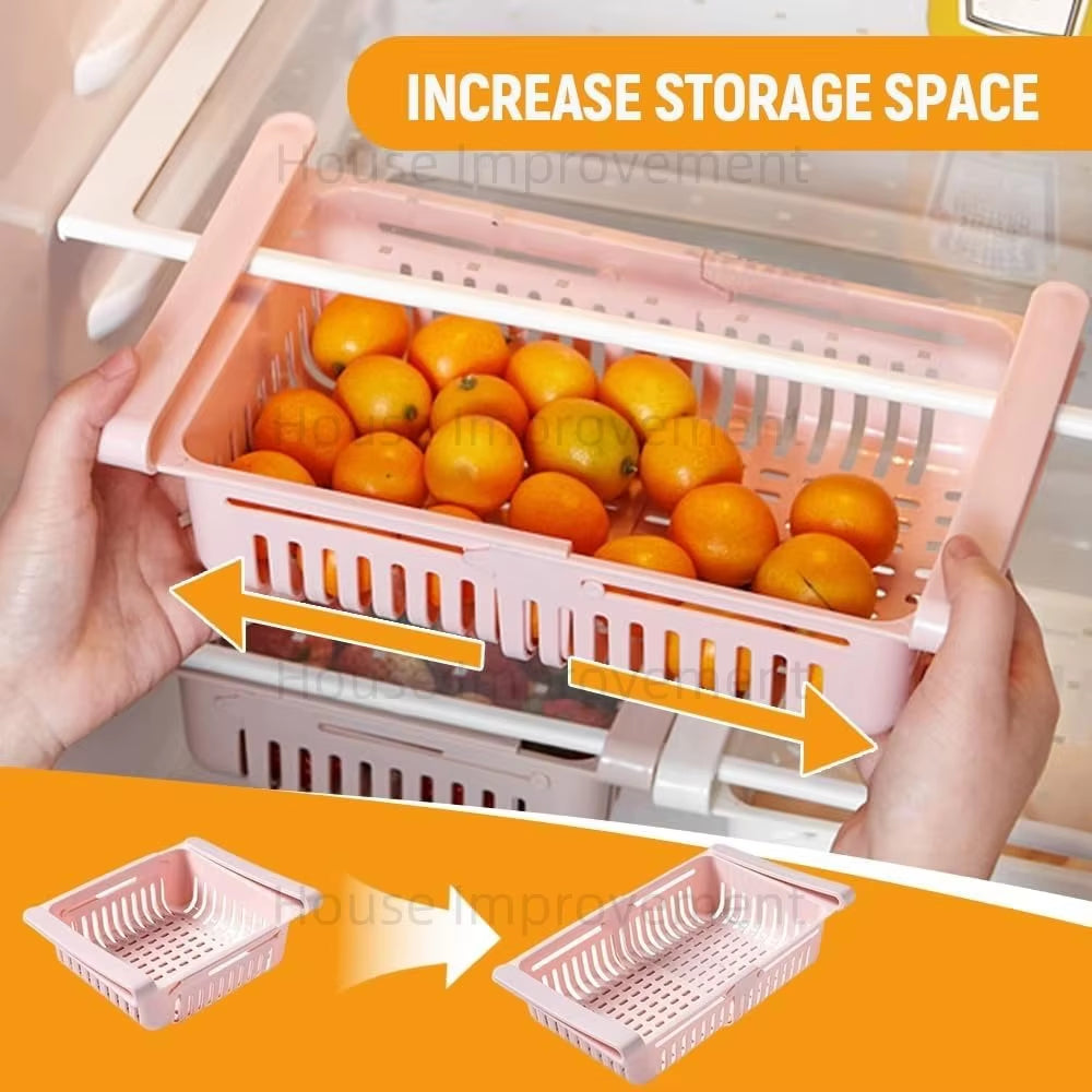 Retractable Multifunctional Tiered Refrigerator Shelf Fridge Organizer Box Fresh Divider Layer Shelf Kitchen Storage Organizer
