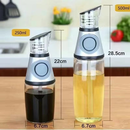 1/2Pcs Oil Sprayer Superior Clear Glass Oil Vinegar Jug Dispenser Oil Meter Kitchen Large Opening Filling Cleaning 250/500 ML