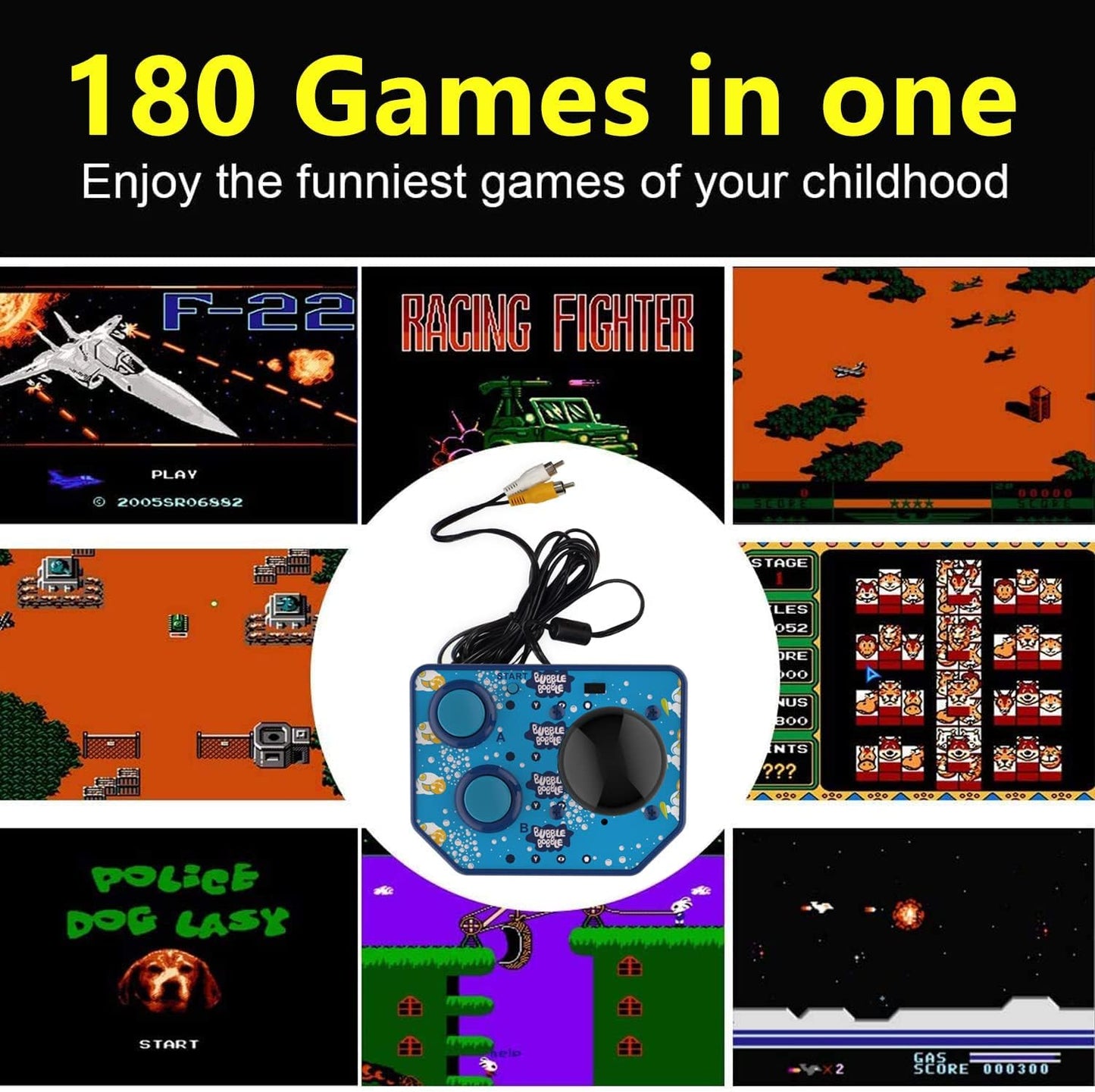 Retro Handheld Games Console ,Classic Mini Arcade Joystick Plug and Play Built-In 180 TV Video Games for Kids, AV Output Plug & Play Childhood Mini Classic Console.