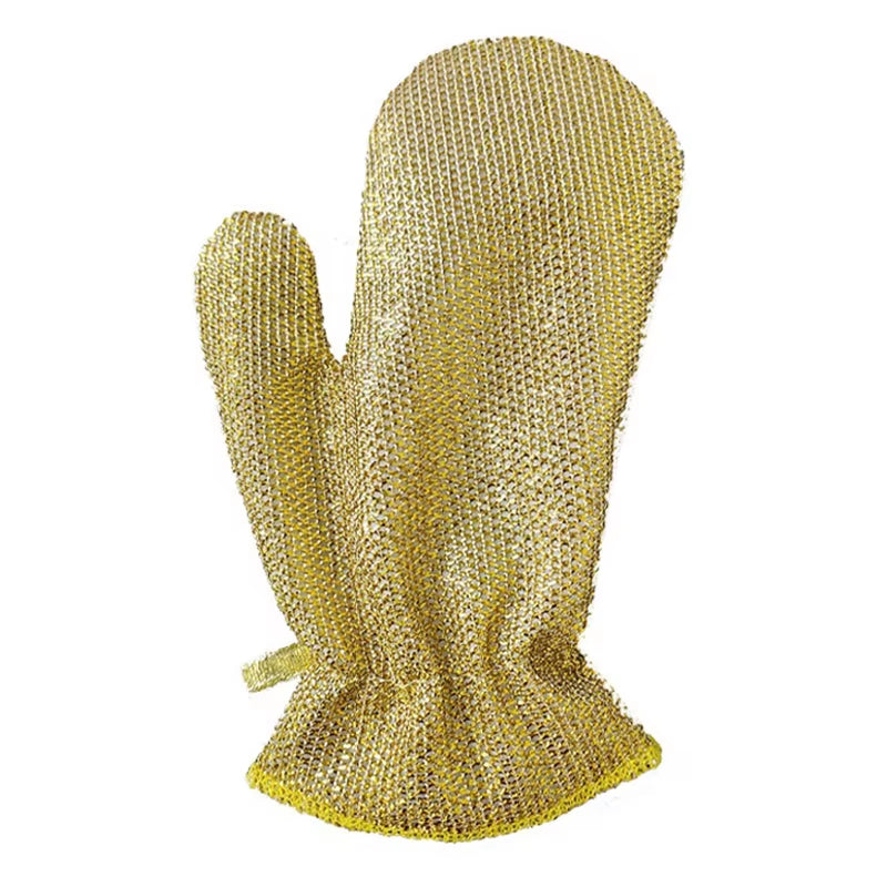 Bamboo Fiber Dishwashing Gloves with Non-Stick Silver Wire for Kitchen Cleaning - Oil-Proof and Waterproof Steel Wire Design