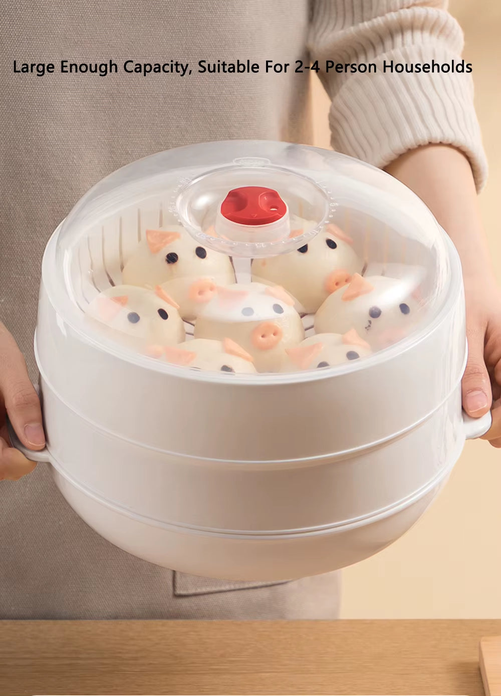 COOKER KING Large Capacity Microwave Heating Steamer with Exhaust Steam Feature for Household Use