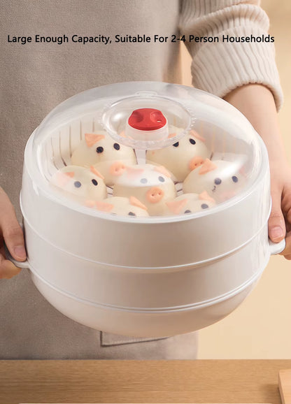 COOKER KING Large Capacity Microwave Heating Steamer with Exhaust Steam Feature for Household Use